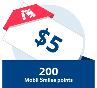 200 Mobil Smiles points for $5 UOG voucher